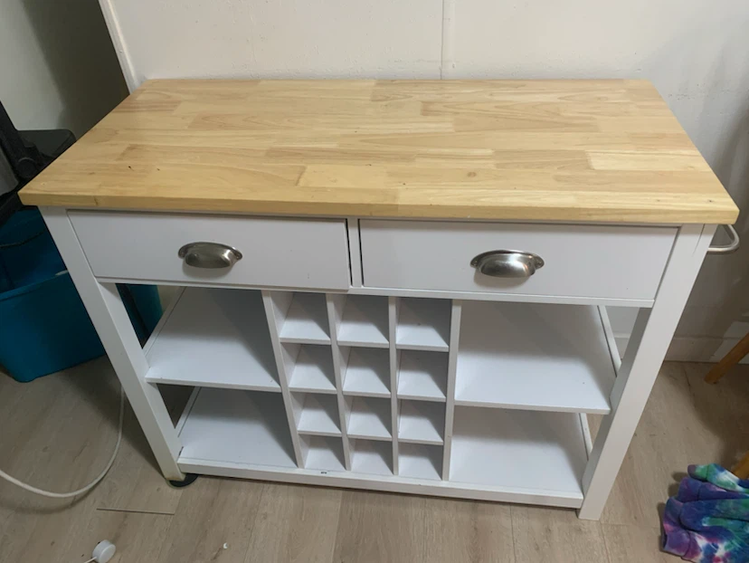 Kitchen Island Cart with Wine Rack - photo 2