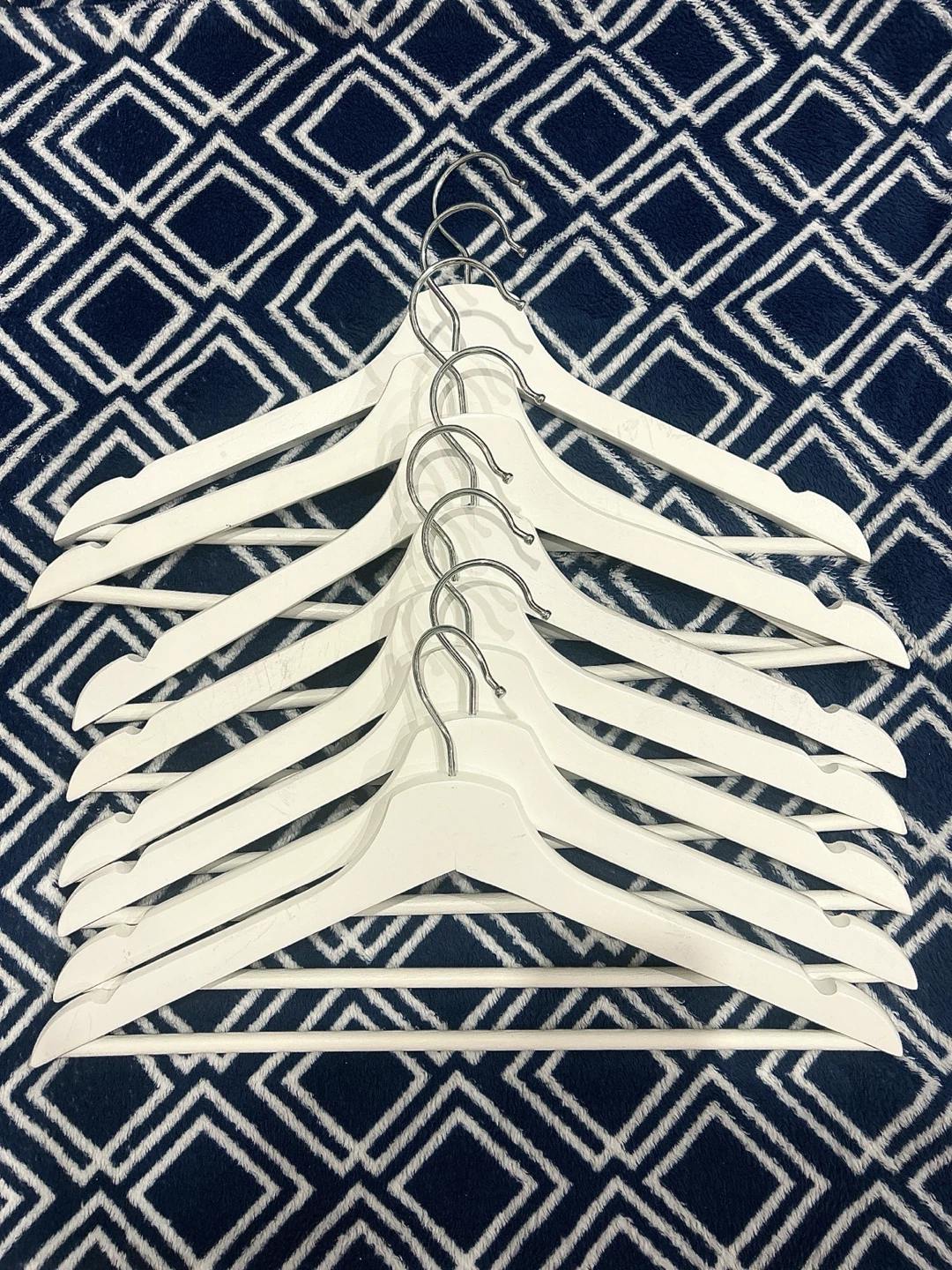 Set of 8 IKEA White Wooden Hangers