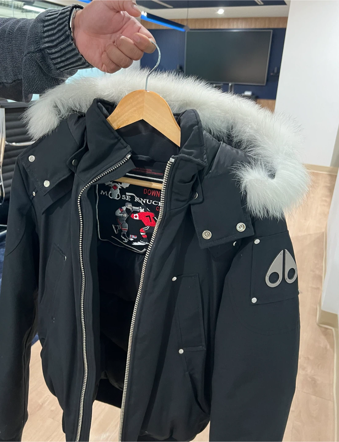 Moose Knuckles Black Bomber Jacket