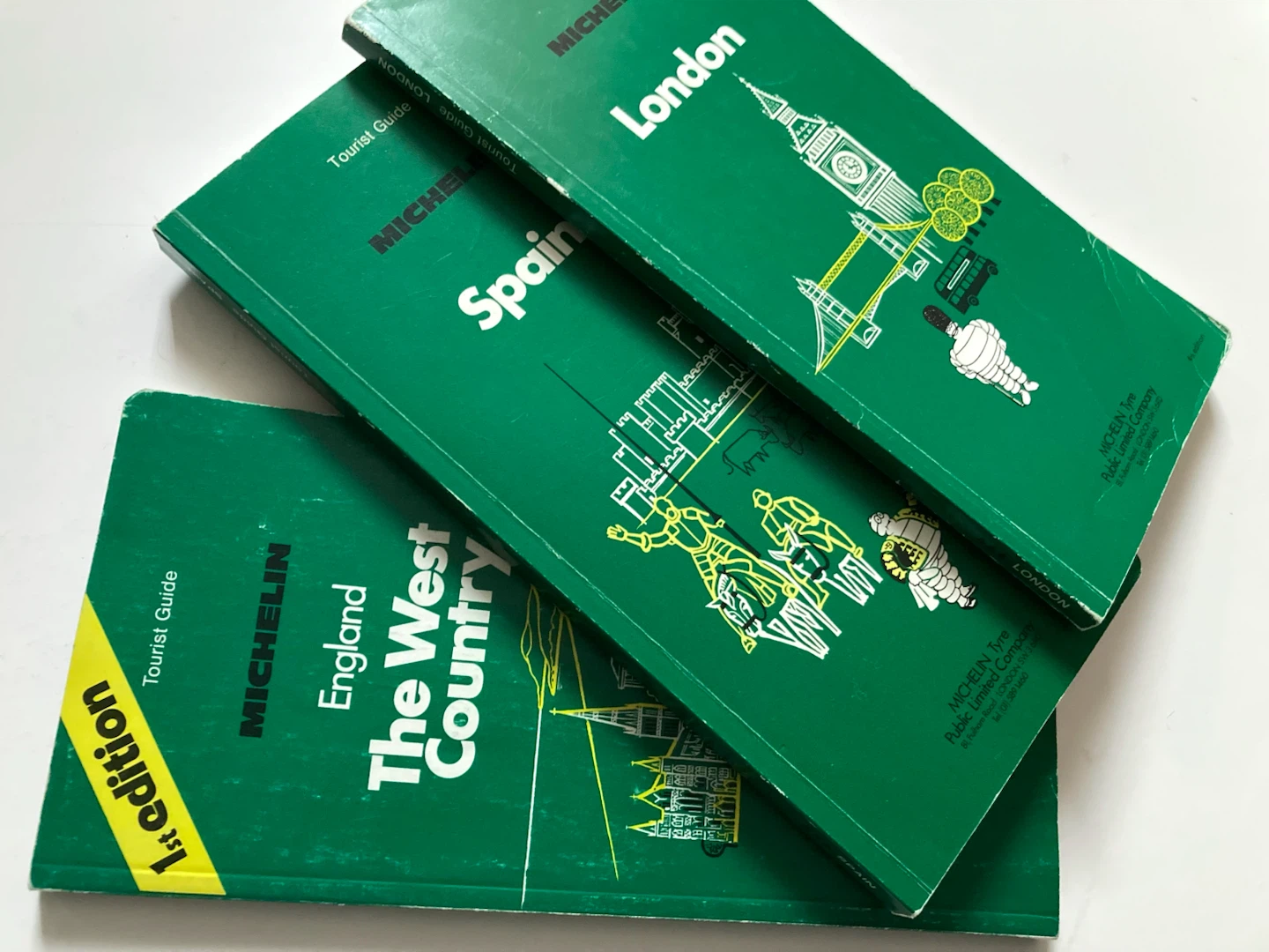1980s Vintage Michelin Tourist Green Guides - Lot of 3