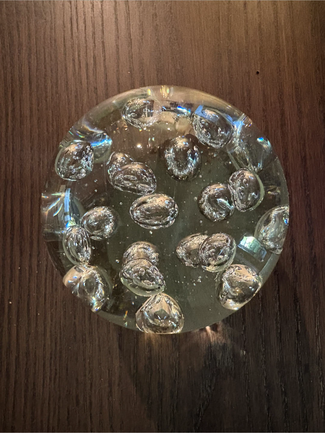 Vintage Glass Paperweight with Bubbles - photo 2