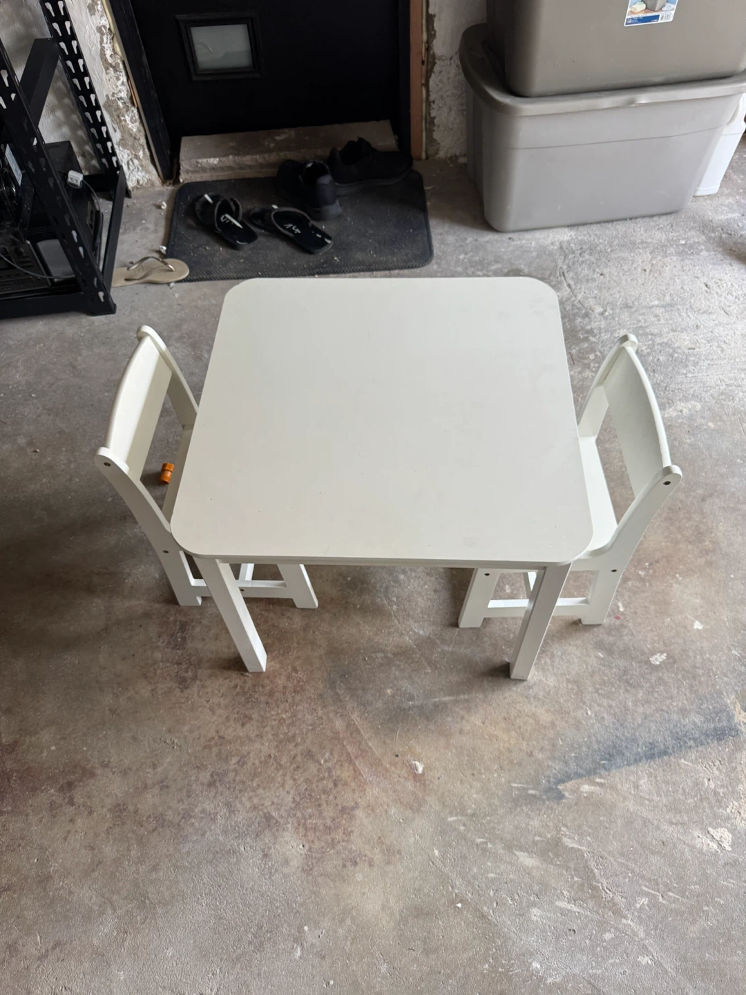 White Kids Table and 2 Chairs Set