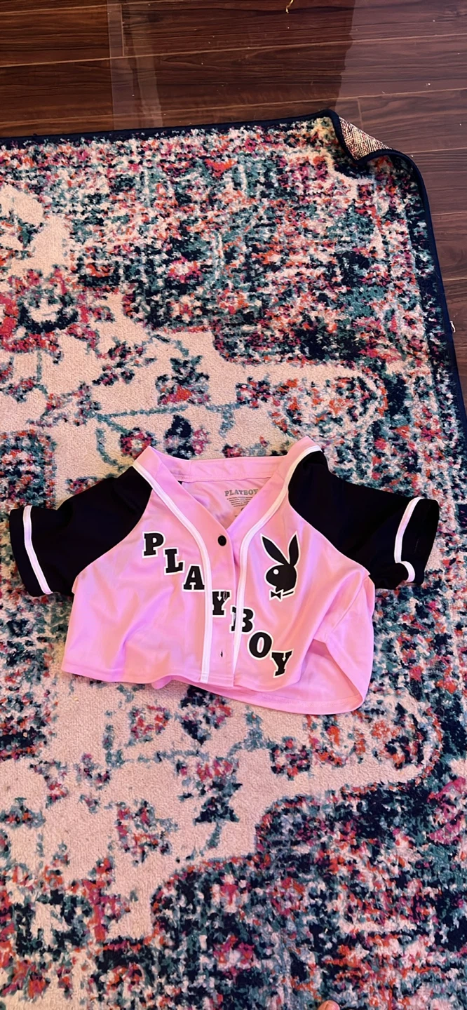 Playboy Pink Baseball Jersey Crop Top