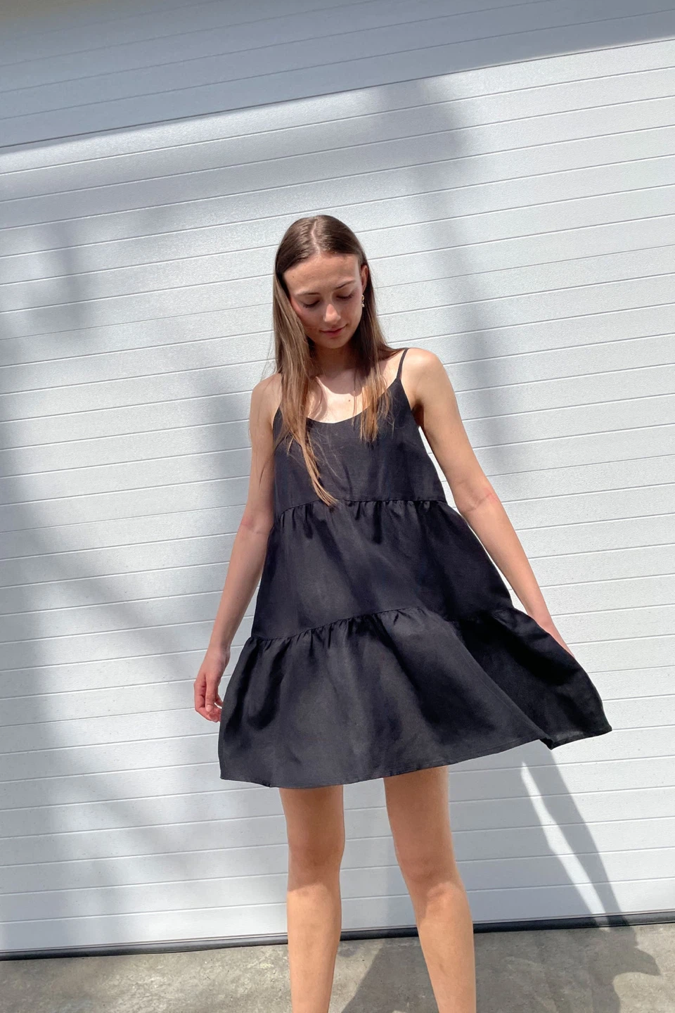Oak + Fort Tiered Mini Dress - Black - photo 4