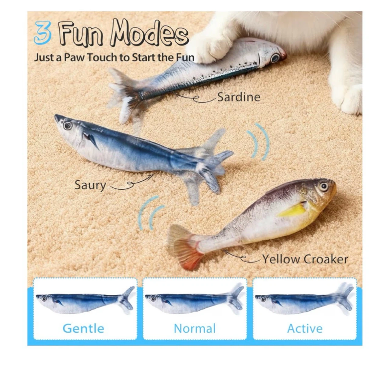 Brand new Cat Toys Flopping Fish 3 Pack - photo 3