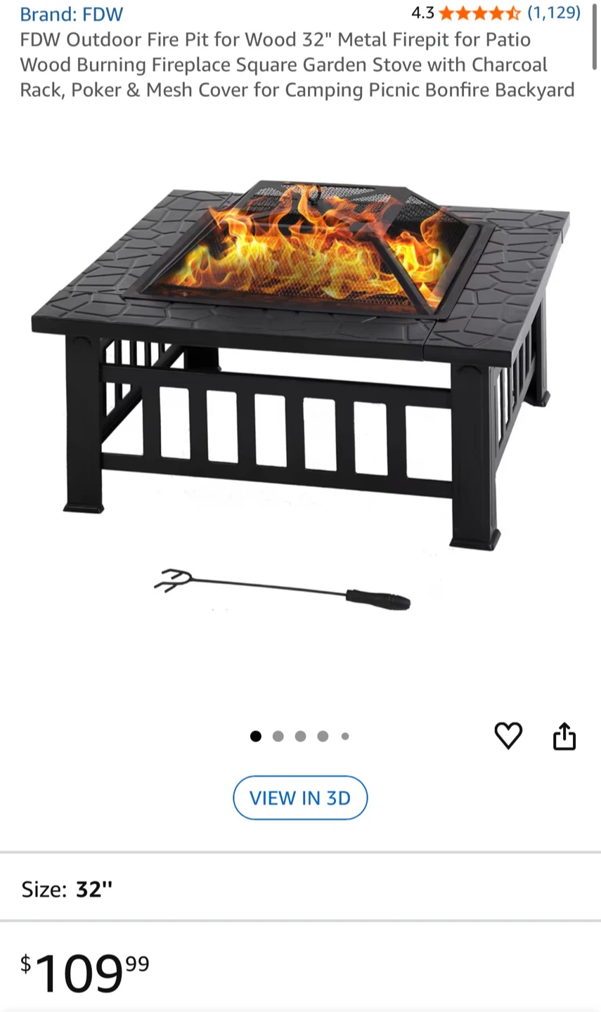 FDW 32" Metal Fire Pit - photo 2