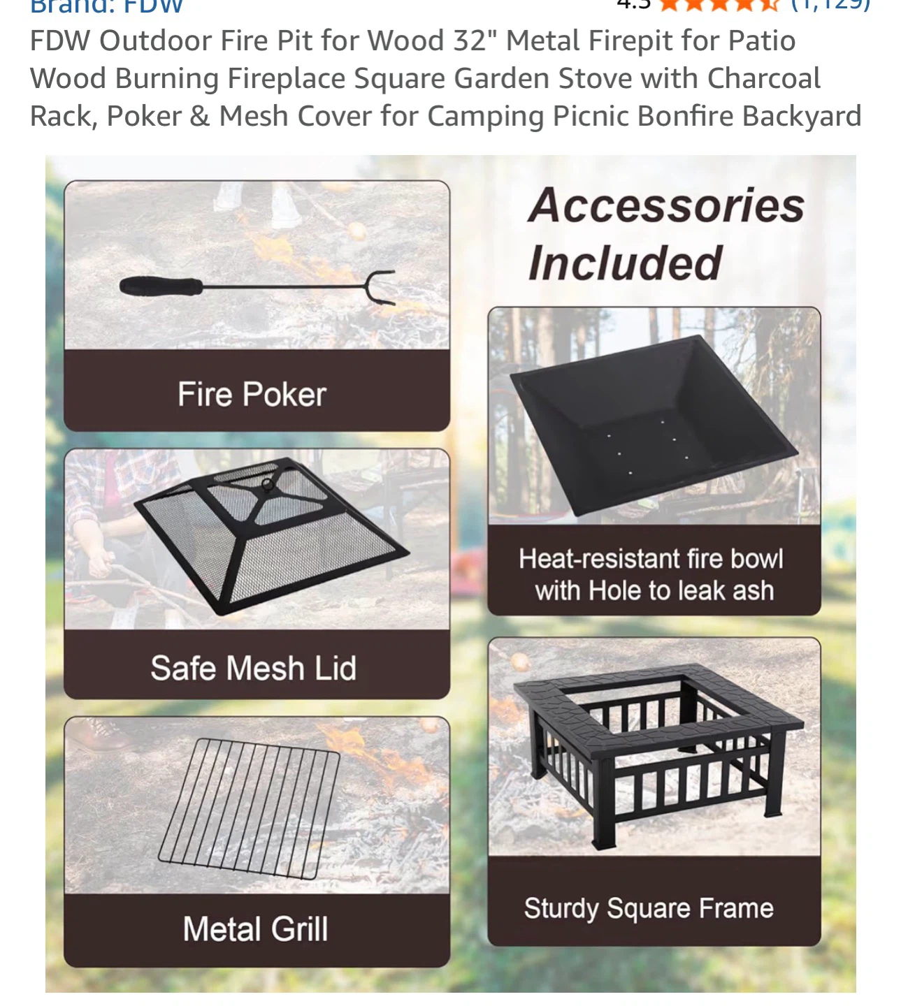 FDW 32" Metal Fire Pit - photo 5