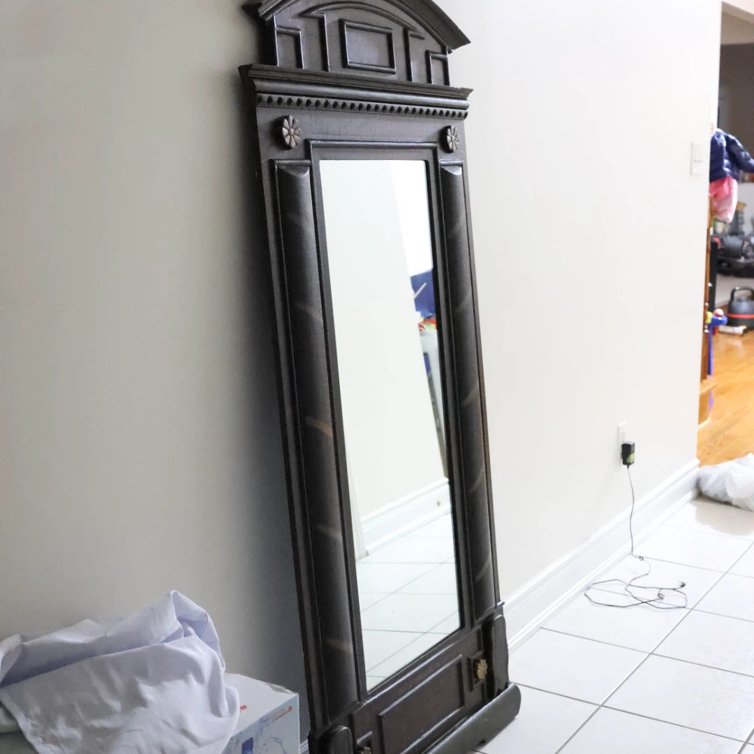 Ornate Dark Wood Full Length Mirror