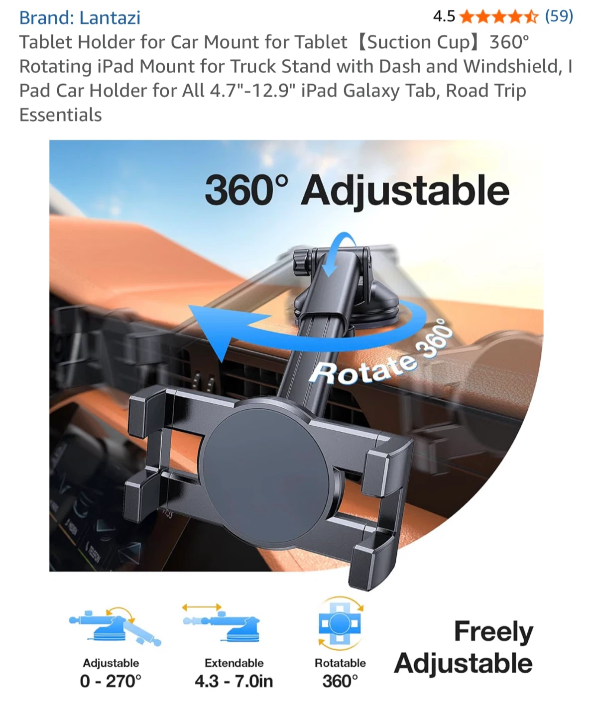 Lantazi Black Tablet Car Mount - photo 2