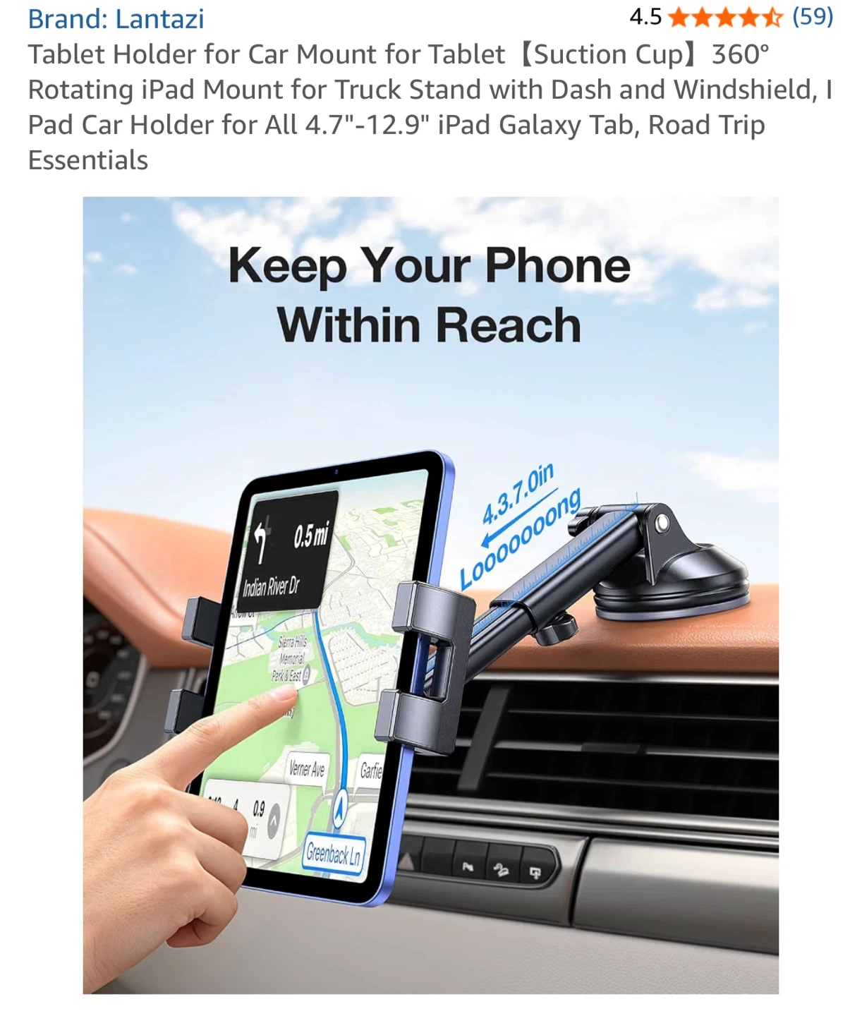 Lantazi Black Tablet Car Mount - photo 3
