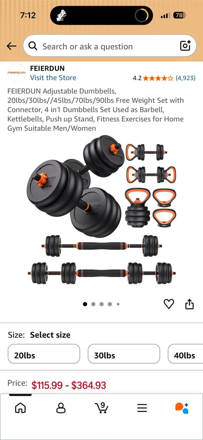 FEIERDUN Adjustable Dumbbells Set with Foam Roller - photo 2