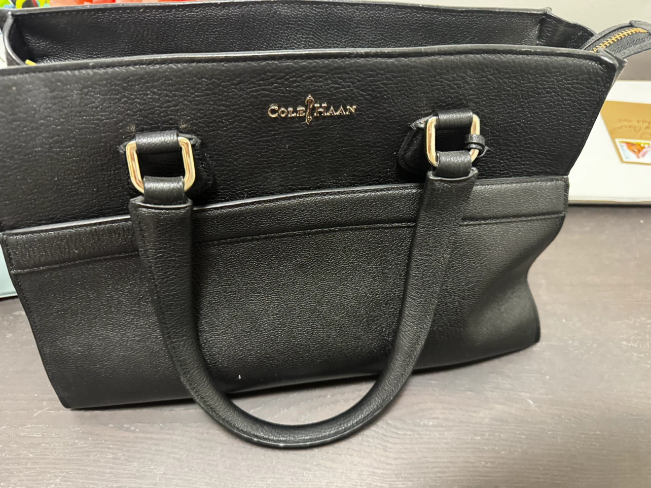 Cole Haan Black Leather Structured Bag