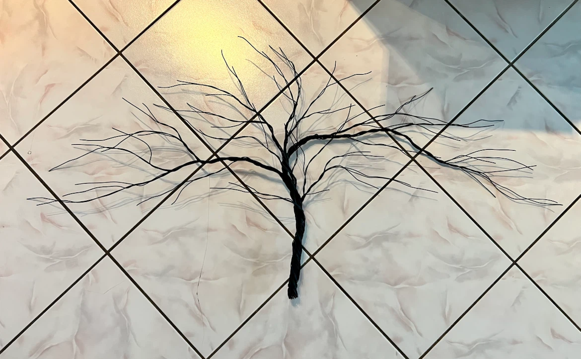 Black wire tree wall art