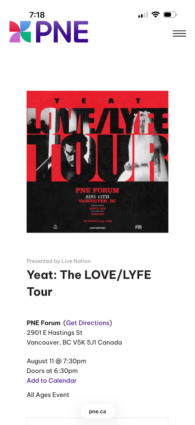 Yeat The LOVE/LYFE Tour Ticket - Vancouver, BC