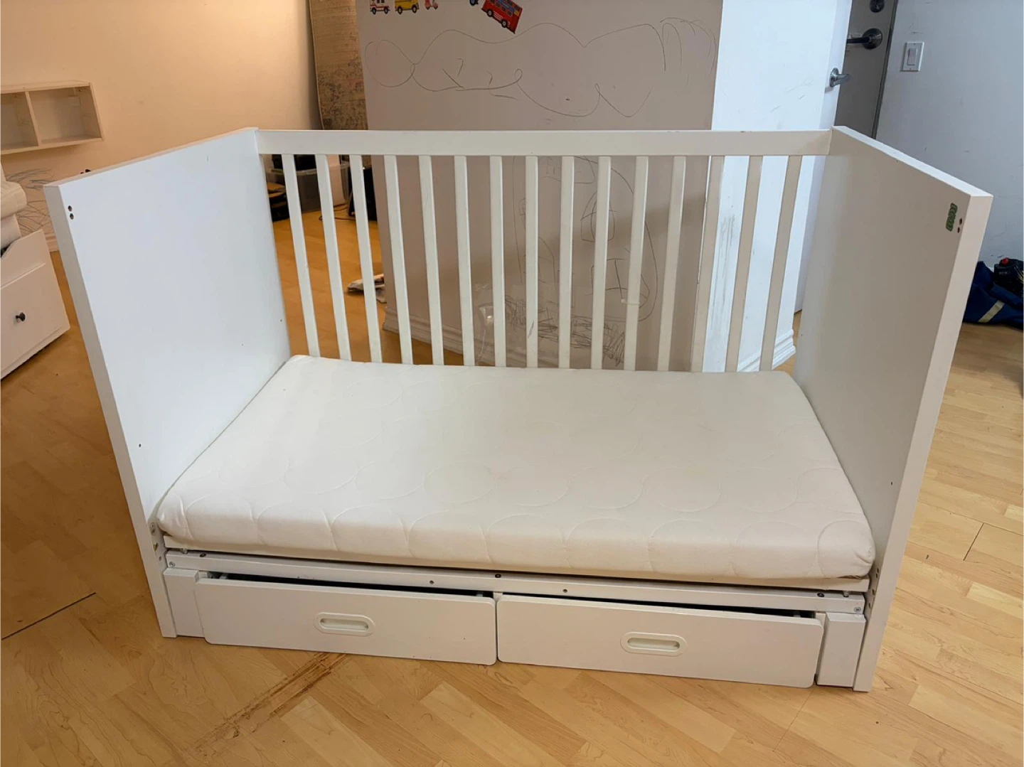 IKEA White Toddler Bed with Storage Drawer - photo 5