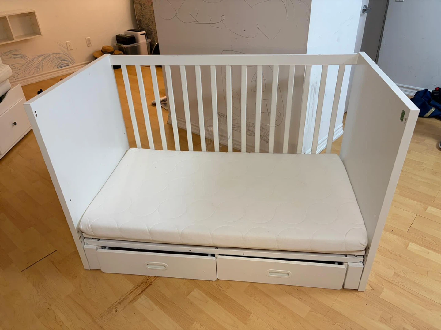 IKEA White Toddler Bed with Storage Drawer - photo 3