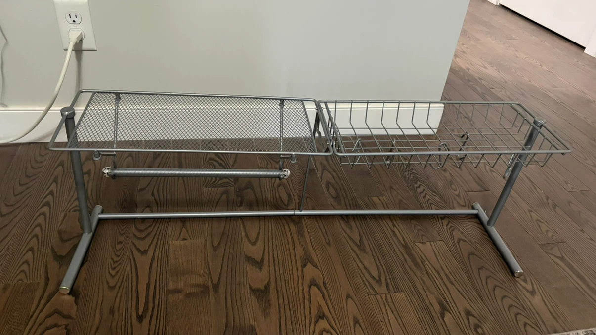 Metal Storage Rack with Basket and Mesh Shelf
