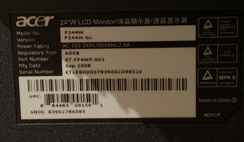 Acer 24" W LCD Monitor P244W - photo 2