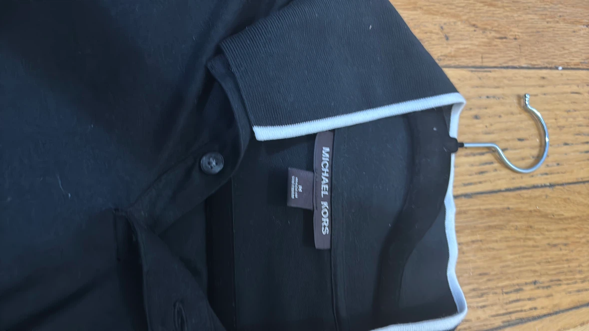 Michael Kors Black Polo Shirt with Logo Tape - Size M