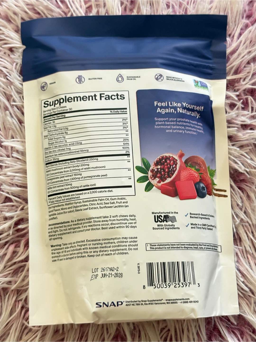 SNAP Prostate Health Soft Chews Pomegranate-Berry Flavor - photo 2
