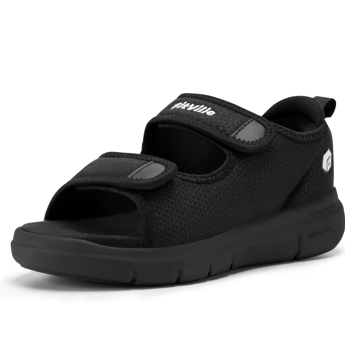 FitVille Women's Black Wide Toe Box Sandals