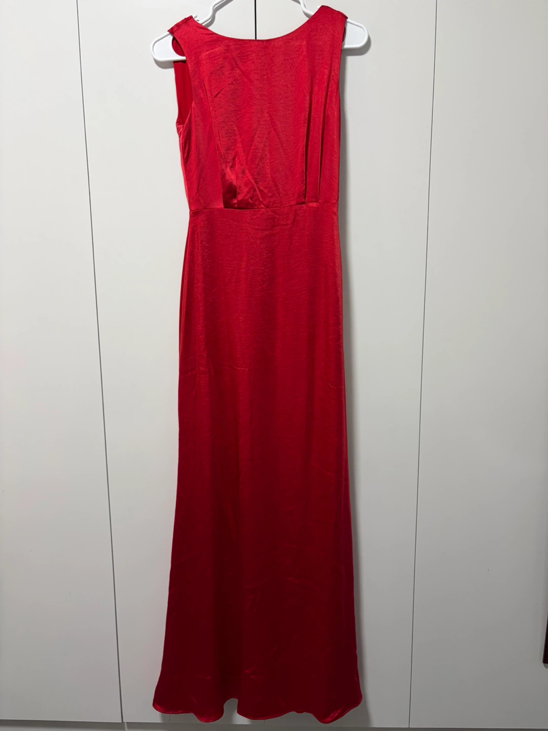 INA Red Satin Cowl Neck Maxi Dress