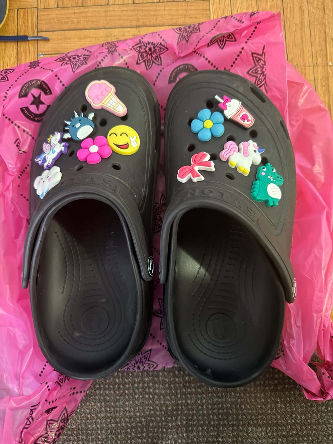 Black Crocs with Charms - Size 6 Youth