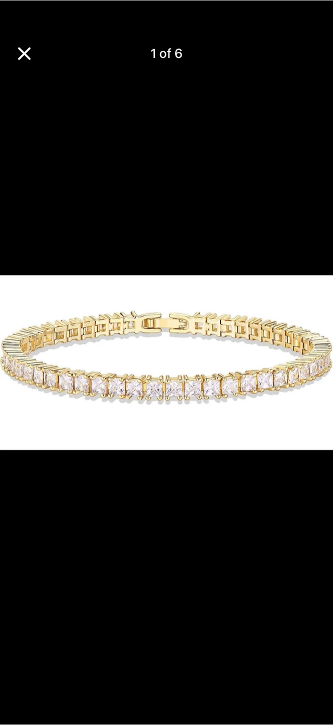 Gold Tennis Bracelet with Clear Stones