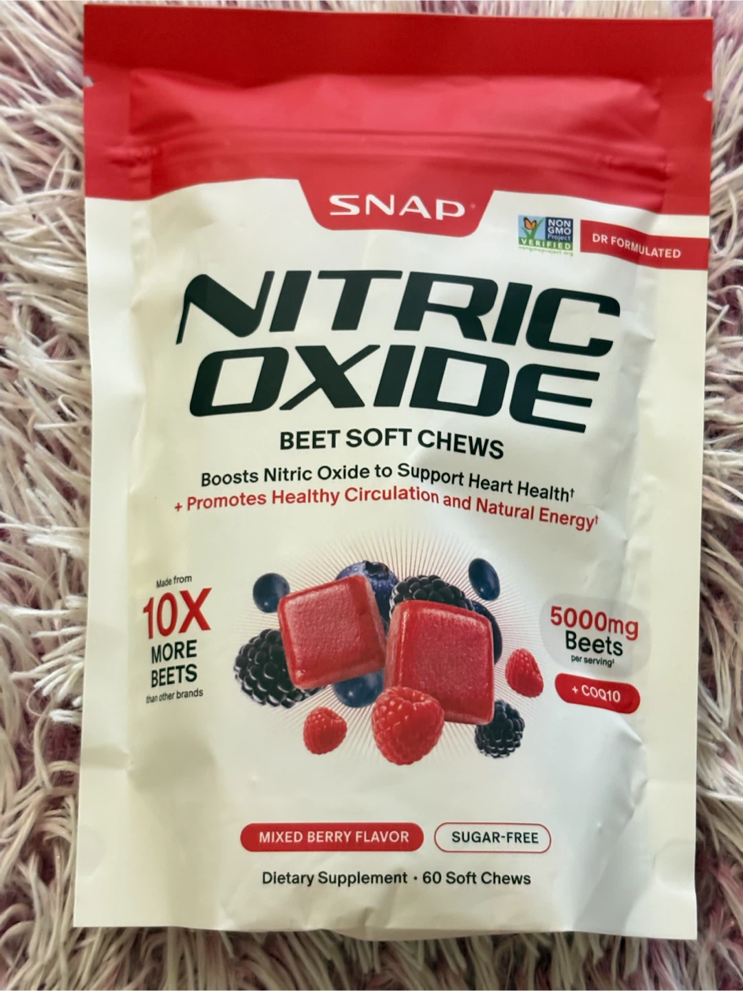 SNAP Nitric Oxide Beet Soft Chews sugar-Free, 60 Count
