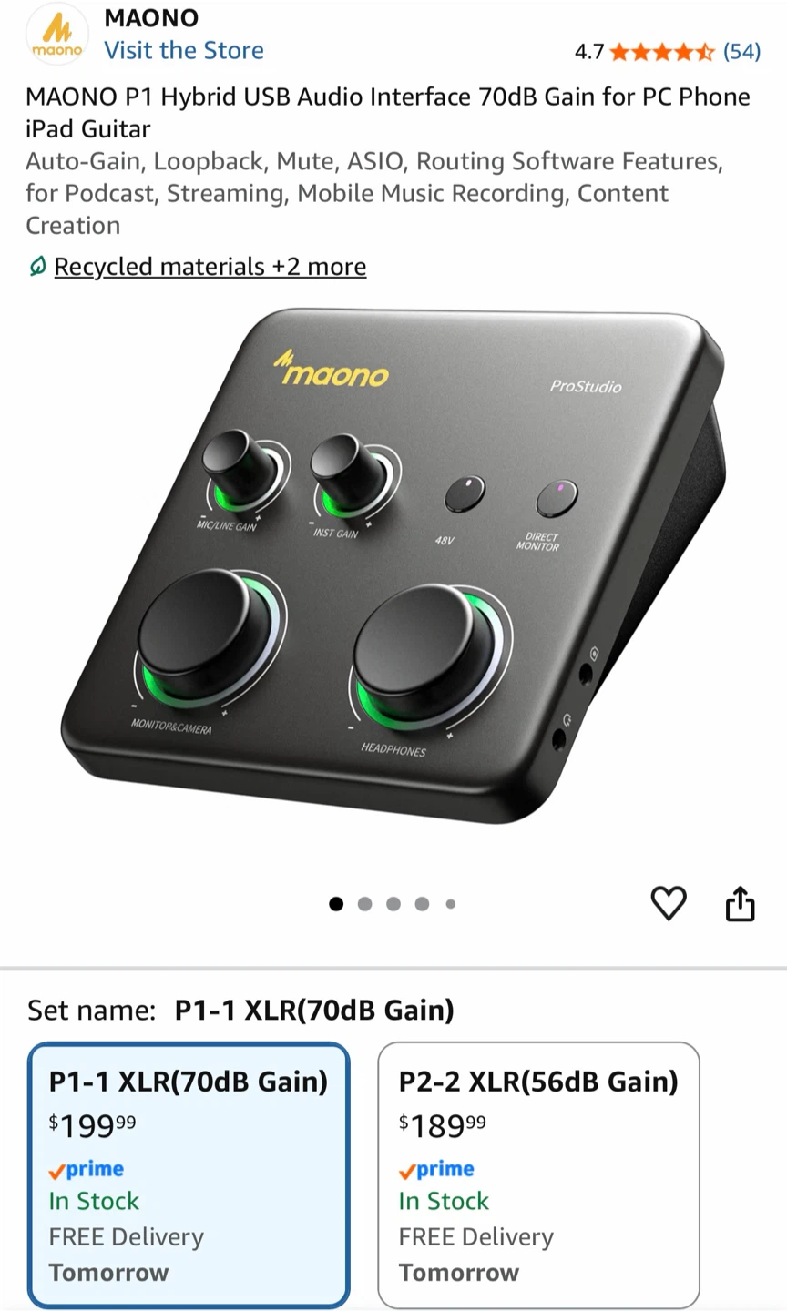 MAONO P1 Hybrid USB Audio Interface