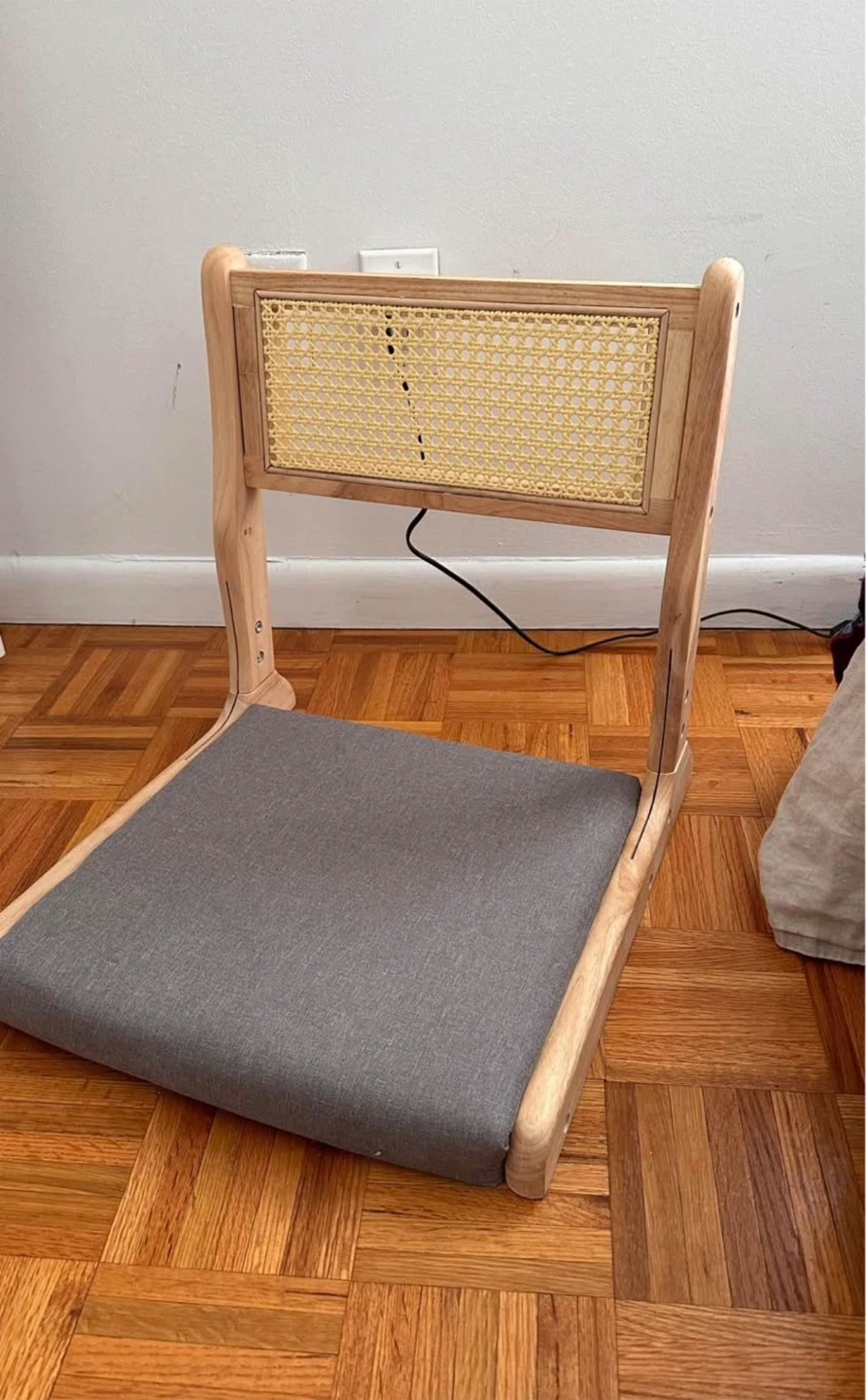 Wooden meditation Floor Chair with Cane Back