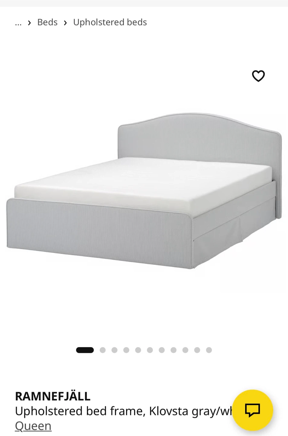 IKEA RAMNEFJÄLL Upholstered Bed Frame - Kilanda Dark Blue, Queen