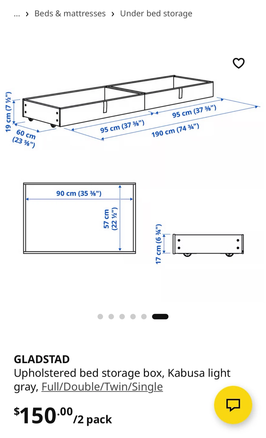IKEA RAMNEFJÄLL Upholstered Bed Frame - Kilanda Dark Blue, Queen - photo 5