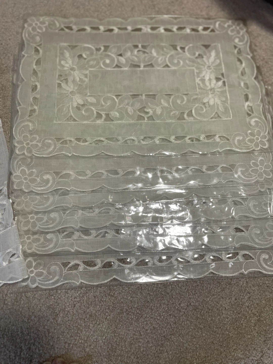 White Embroidered Table Runner and Placemat Set