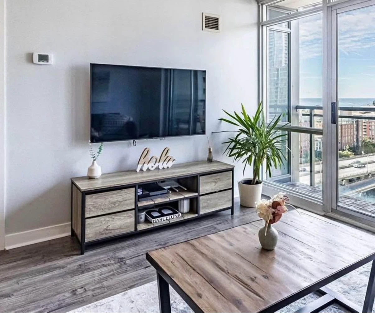Industrial Style TV Stand with Storage