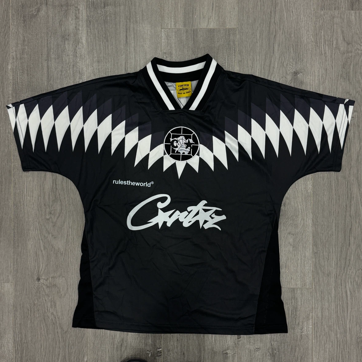 Corteiz RTW 'Rules The World' #18 Football Jersey - Black/White