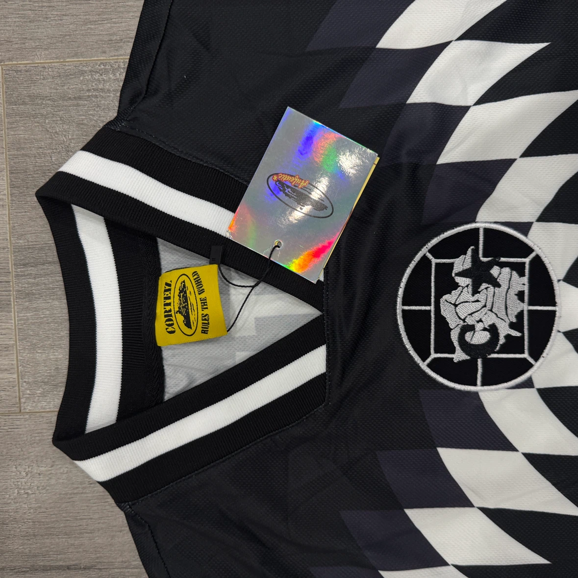 Corteiz RTW 'Rules The World' #18 Football Jersey - Black/White - photo 2