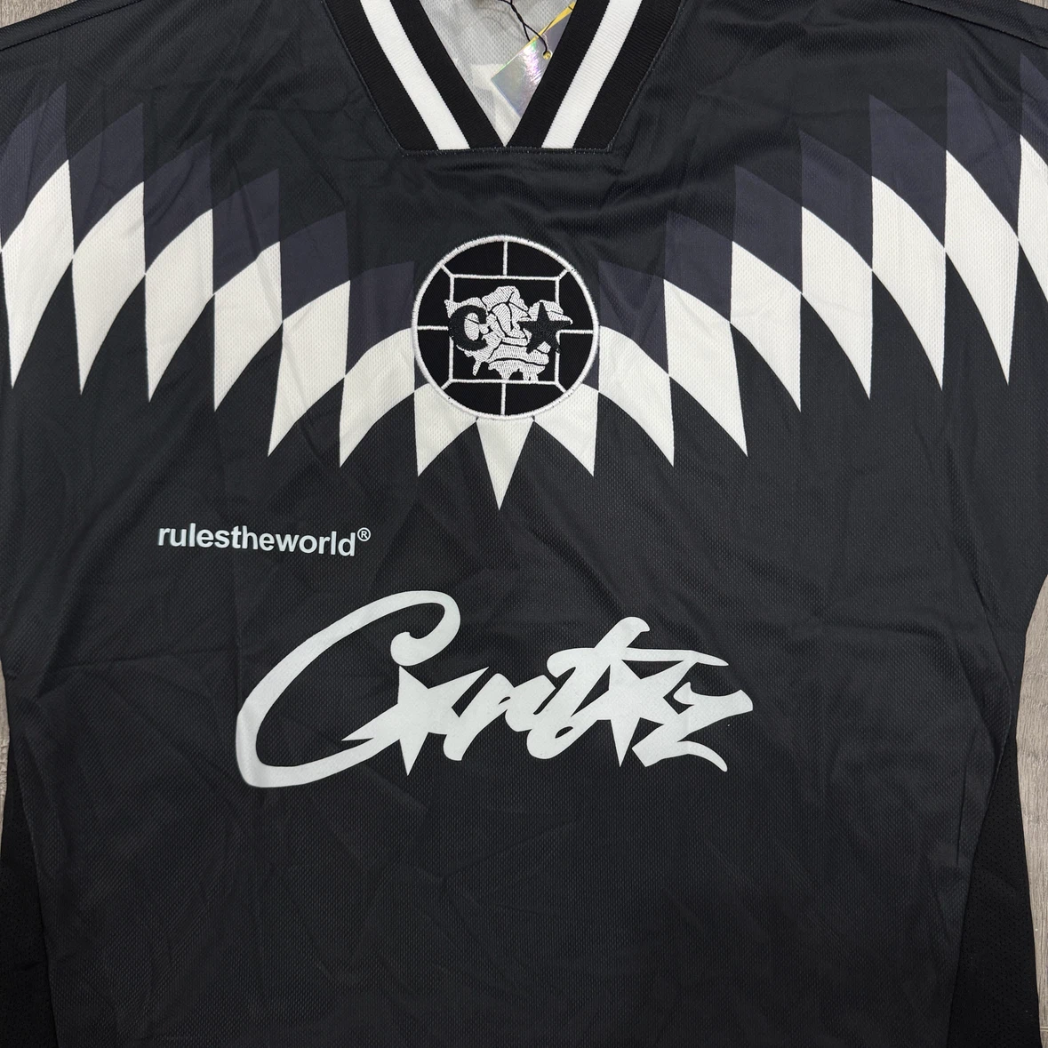 Corteiz RTW 'Rules The World' #18 Football Jersey - Black/White - photo 3