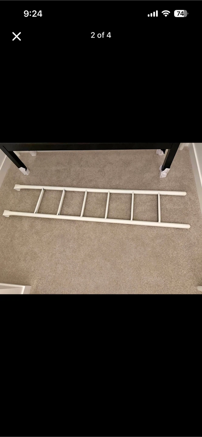 White Metal Loft Bed Frame with Ladder (Ikea TROMSO) - photo 2