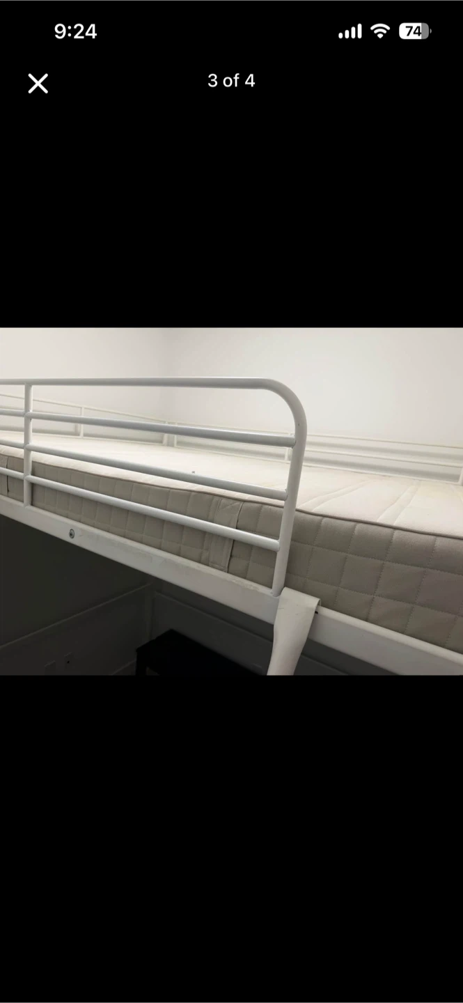 White Metal Loft Bed Frame with Ladder (Ikea TROMSO) - photo 3
