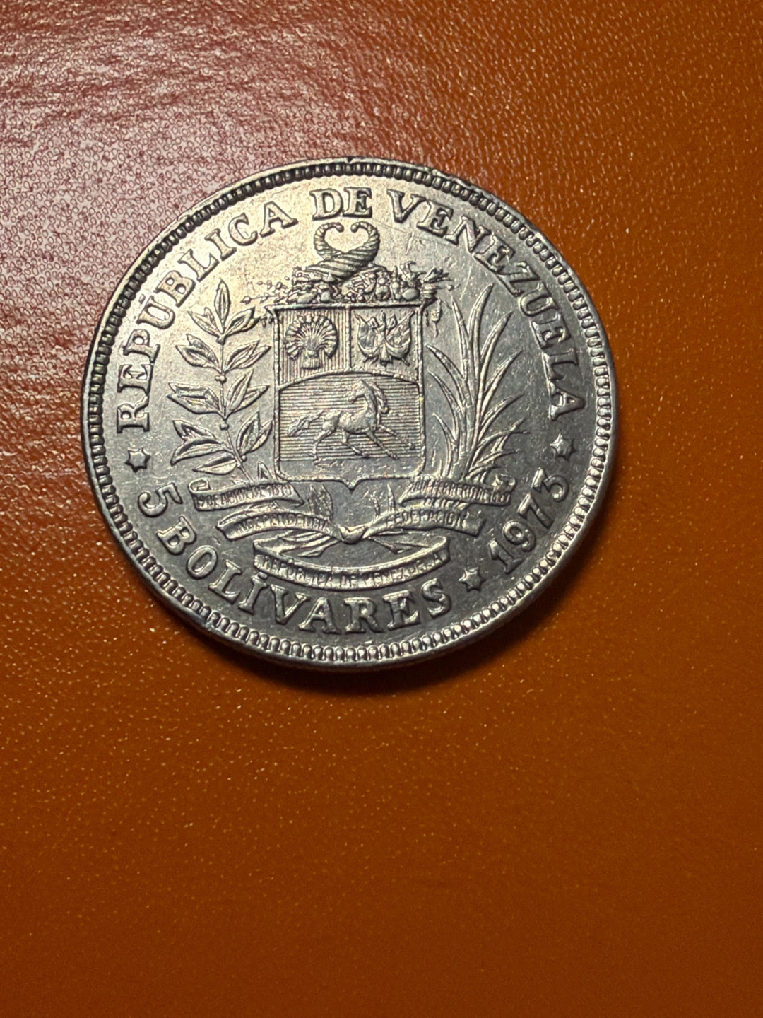 Venezuela 5 Bolivares Coin 1973