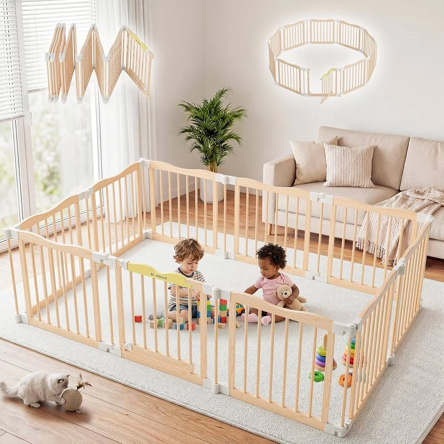 🔥 Brand NEW – Foldable Wooden Baby Playpen