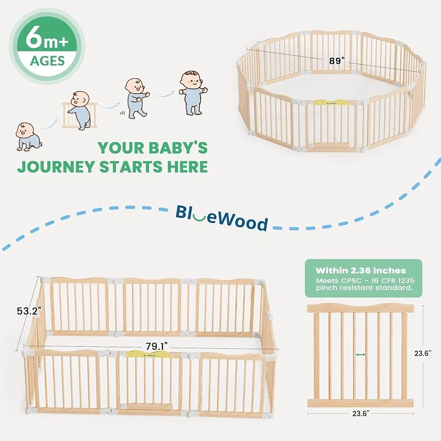 🔥 Brand NEW – Foldable Wooden Baby Playpen - photo 3