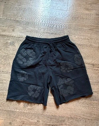 Black Shorts with Floral Pattern denim tears