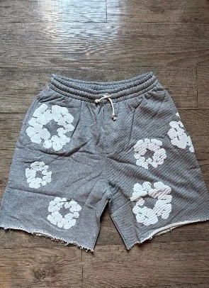 Gray Shorts with White Floral Print