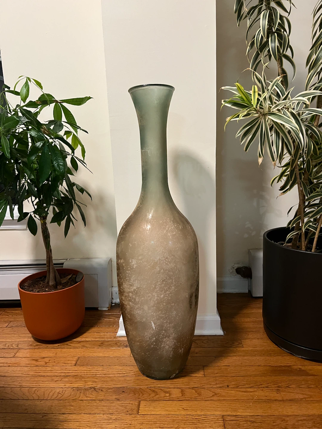 Tall Frosted Glass Vase