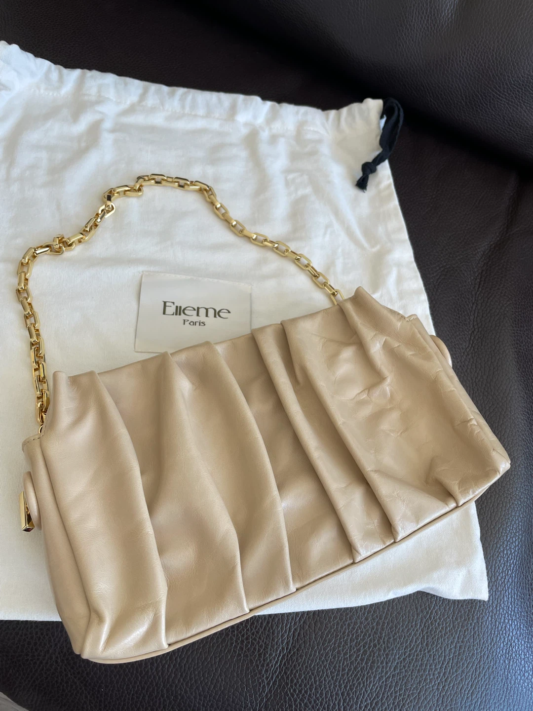 Elleme Paris Leather Clutch with Gold Chain