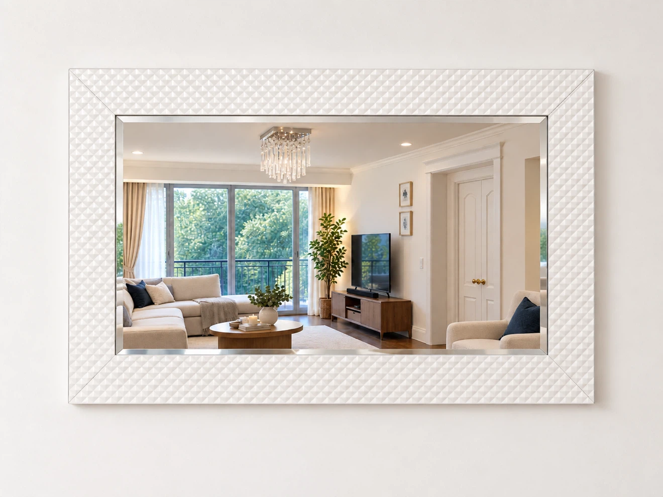 White textured mirror