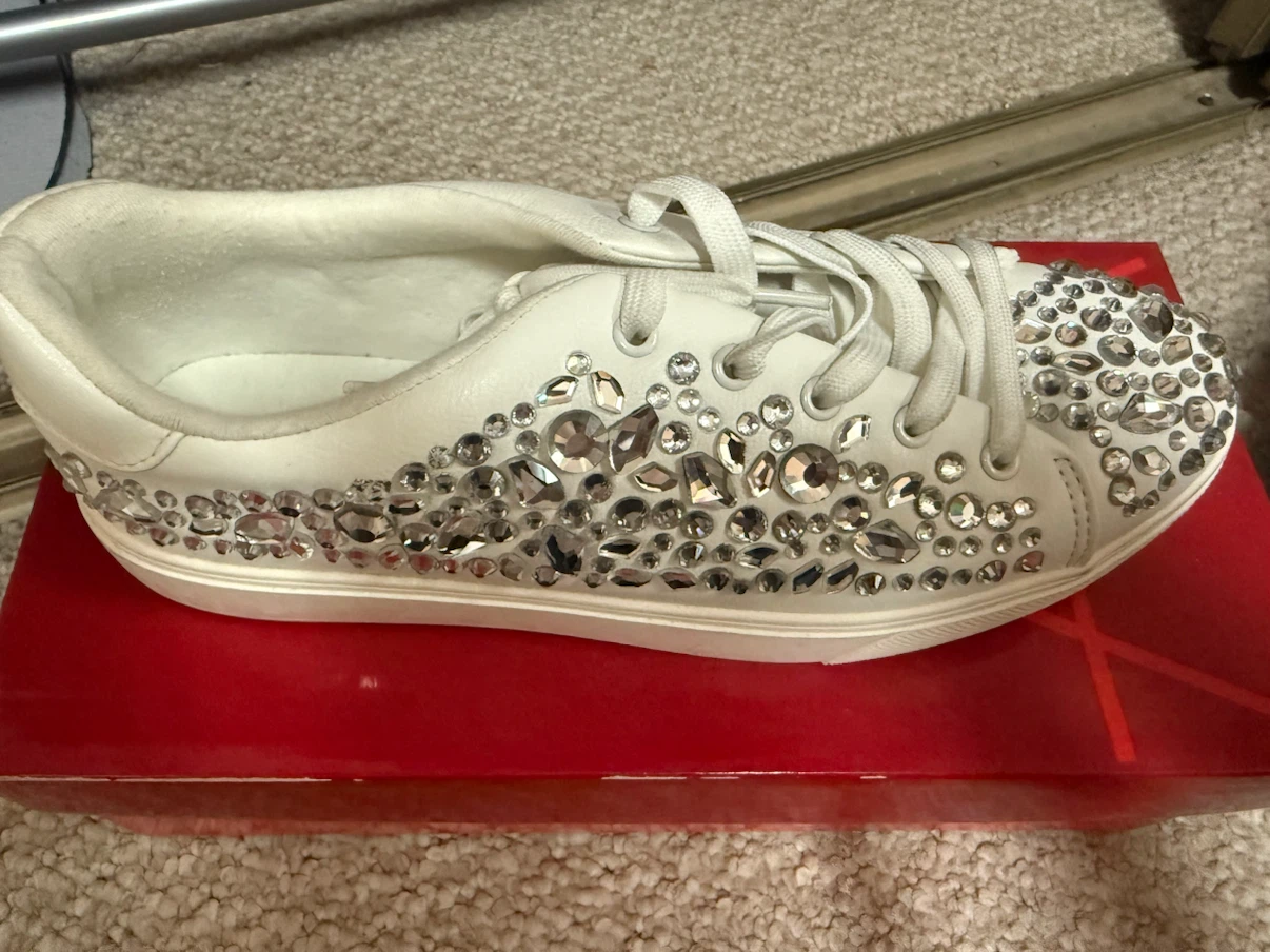 Aldo White Embellished Sneakers