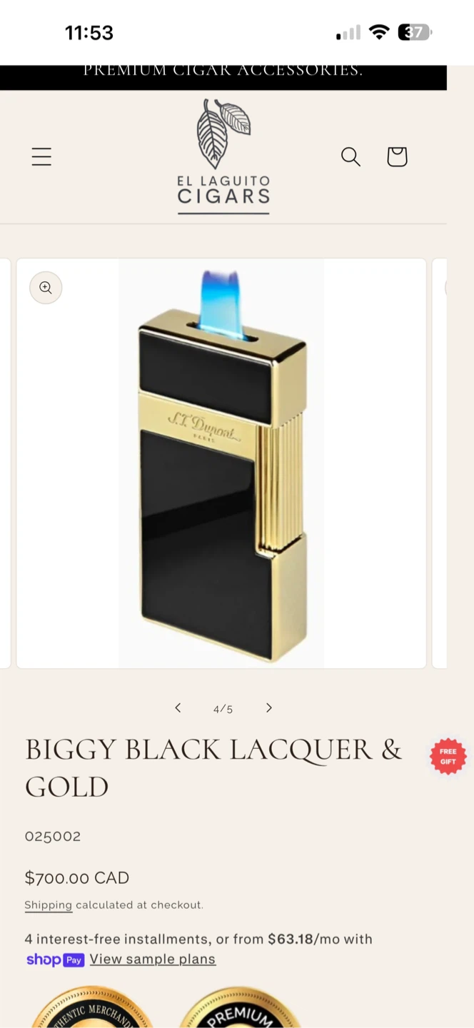 S.T. Dupont Biggy Lighter - Black Lacquer & Gold
